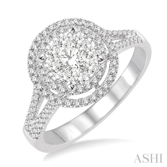 ROUND SHAPE HALO LOVEBRIGHT DIAMOND ENGAGEMENT RING