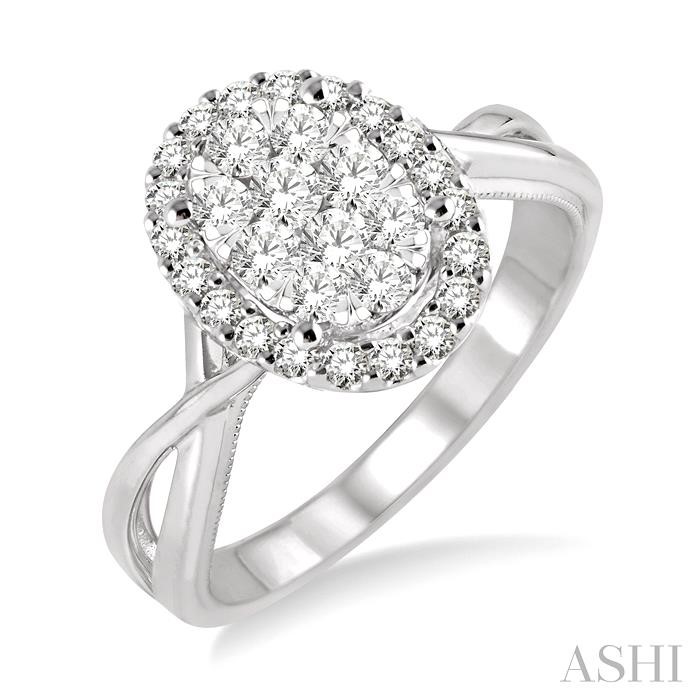 OVAL SHAPE LOVEBRIGHT DIAMOND ENGAGEMENT RING
