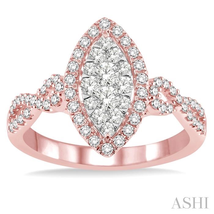 Marquise Shape Halo Lovebright Diamond Engagement Ring-2
