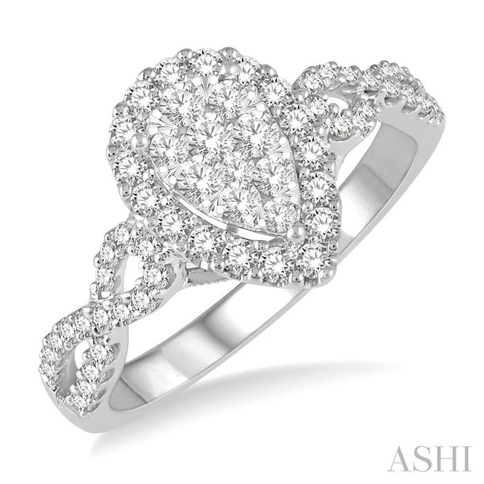 PEAR SHAPE LOVEBRIGHT DIAMOND ENGAGEMENT RING