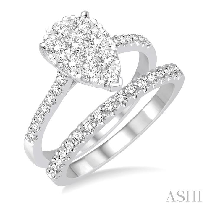 PEAR SHAPE LOVEBRIGHT DIAMOND WEDDING SET