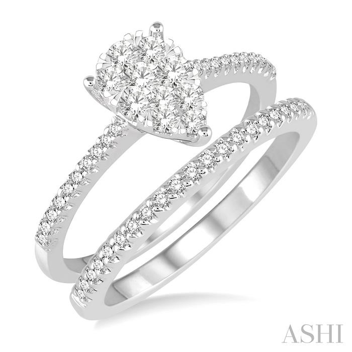 PEAR SHAPE LOVEBRIGHT DIAMOND WEDDING SET