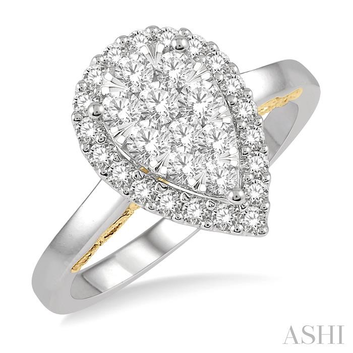 PEAR SHAPE HALO LOVEBRIGHT ESSENTIAL DIAMOND RING