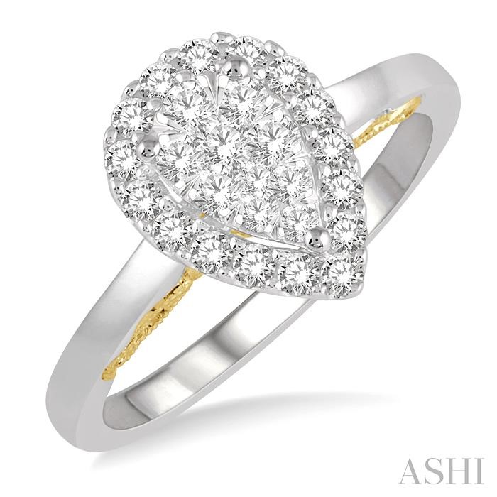 PEAR SHAPE HALO LOVEBRIGHT ESSENTIAL DIAMOND RING