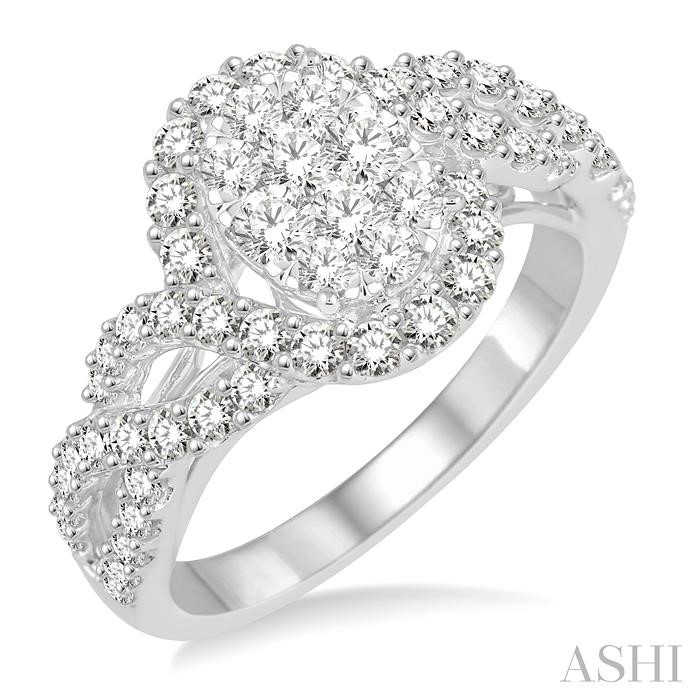 OVAL SHAPE HALO LOVEBRIGHT DIAMOND ENGAGEMENT RING