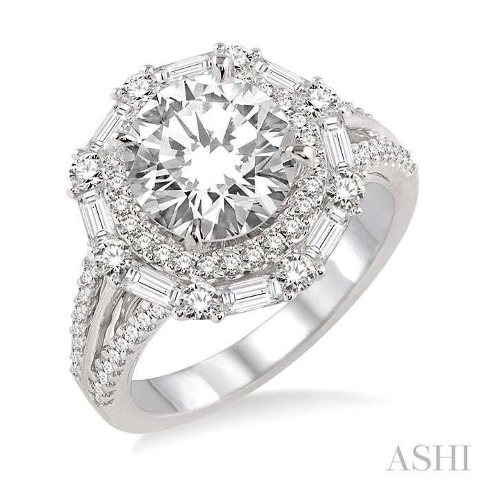 ROUND SHAPE SEMI-MOUNT HALO DIAMOND ENGAGEMENT RING