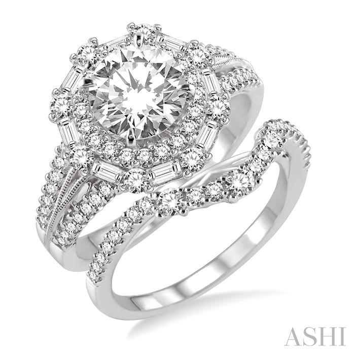 ROUND SHAPE HALO DIAMOND WEDDING SET