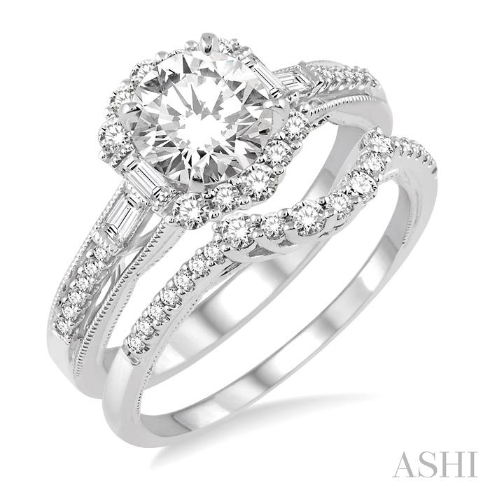 ROUND SHAPE HALO DIAMOND WEDDING SET