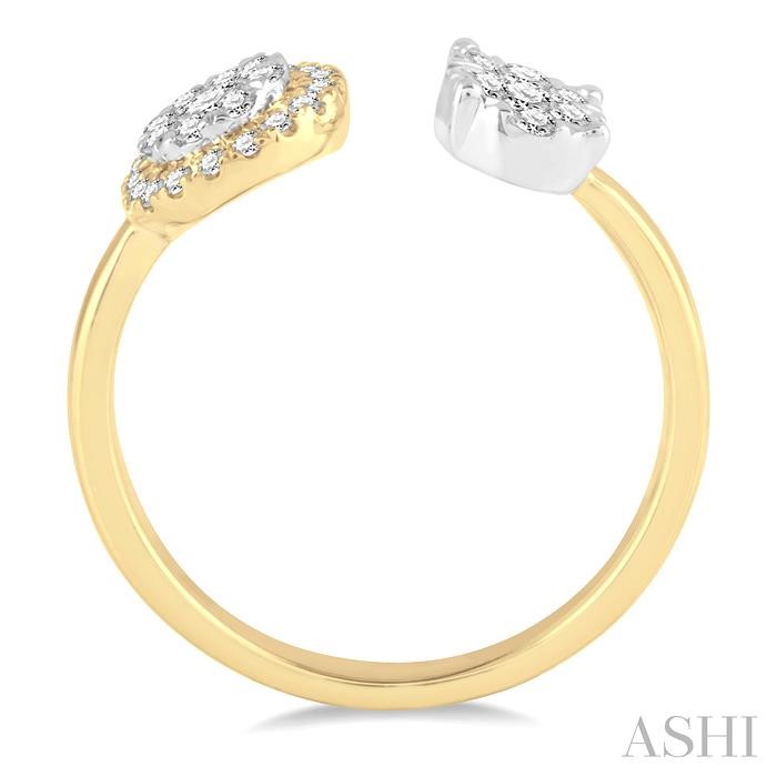 2 Stone Halo Lovebright Diamond Fashion Open Ring