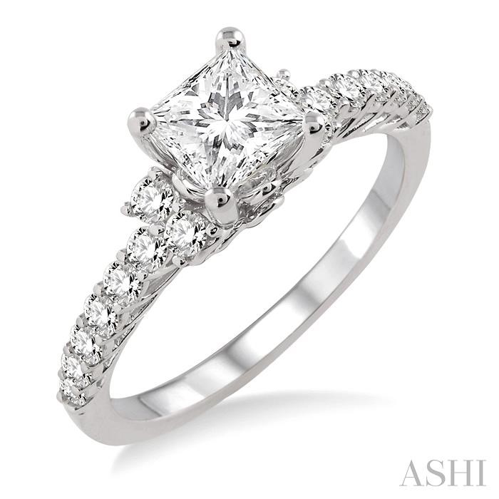 PRINCESS SHAPE SEMI-MOUNT DIAMOND ENGAGEMENT RING