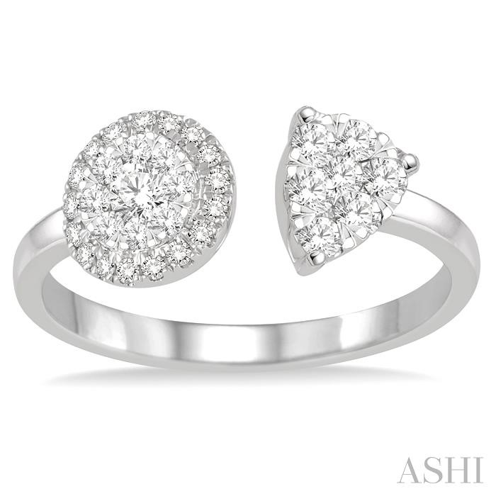 2 Stone Halo Lovebright Diamond Fashion Open Ring-2