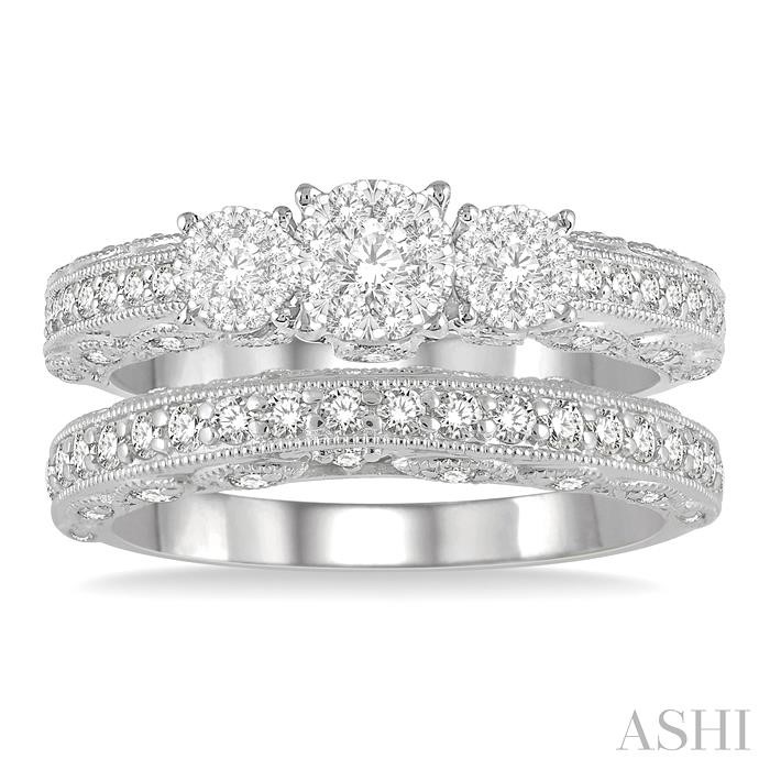Round Shape Past Present & Future Lovebright Diamond Wedding Set-2