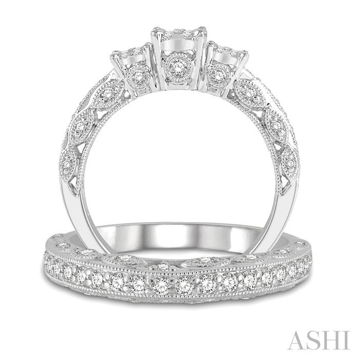 Round Shape Past Present & Future Lovebright Diamond Wedding Set-3