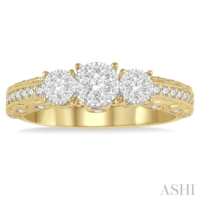Round Shape Past Present & Future Lovebright Diamond Engagement Ring-2