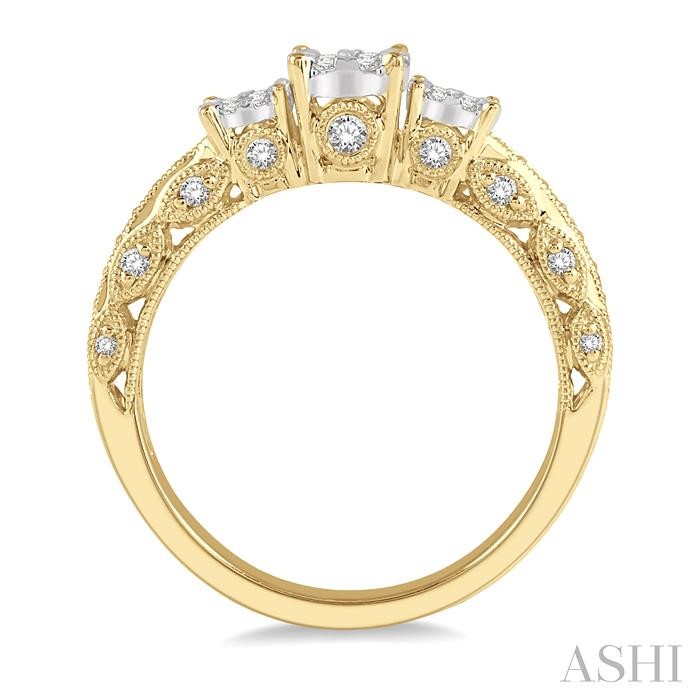 Round Shape Past Present & Future Lovebright Diamond Engagement Ring-3