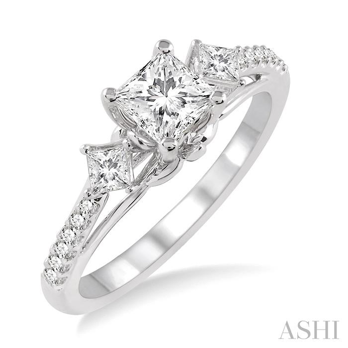 PRINCESS SHAPE PAST PRESENT & FUTURE DIAMOND ENGAGEMENT RING