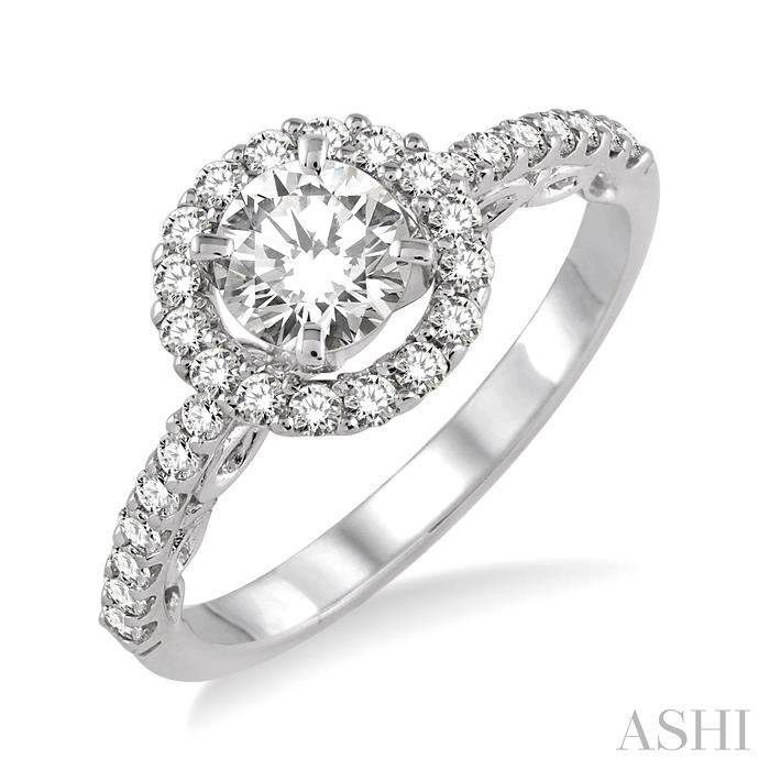 SEMI-MOUNT HALO DIAMOND ENGAGEMENT RING