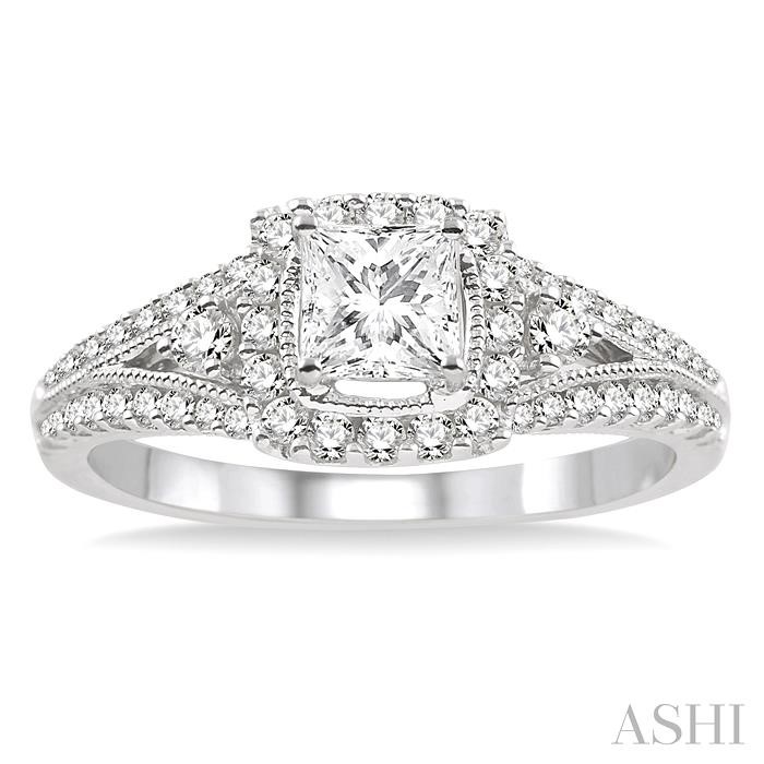 Princess Shape Halo Diamond Engagement Ring-2