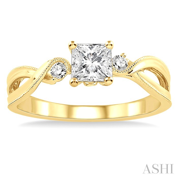 Princess Shape Semi-Mount Diamond Engagement Ring
