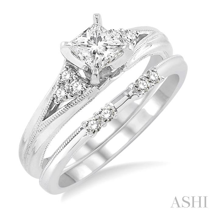 PRINCESS SHAPE DIAMOND WEDDING SET