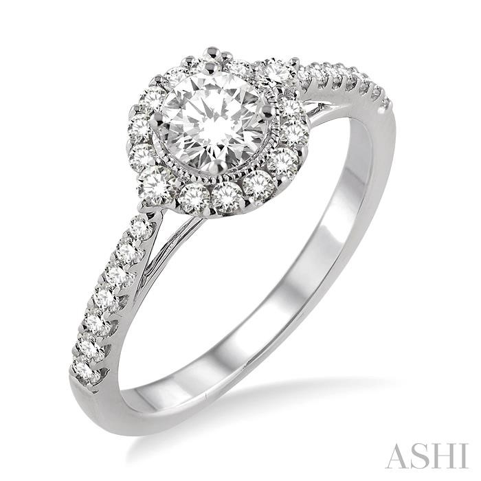 ROUND SHAPE HALO DIAMOND ENGAGEMENT RING