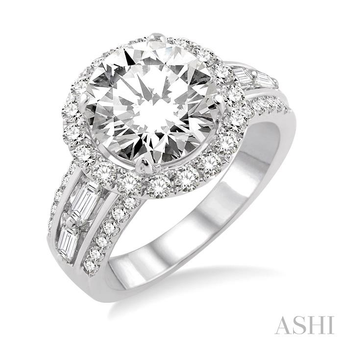 ROUND SHAPE SEMI-MOUNT HALO DIAMOND ENGAGEMENT RING