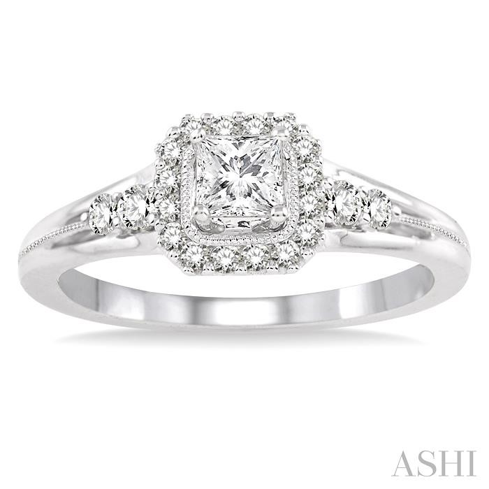 Princess Shape Halo Diamond Engagement Ring-2