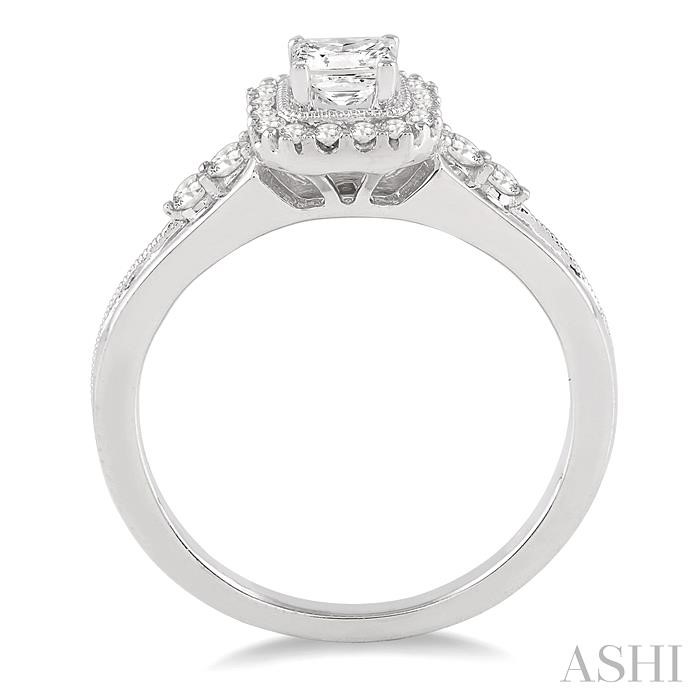 Princess Shape Halo Diamond Engagement Ring-3