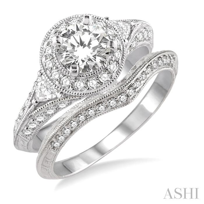 ROUND SHAPE HALO DIAMOND WEDDING SET