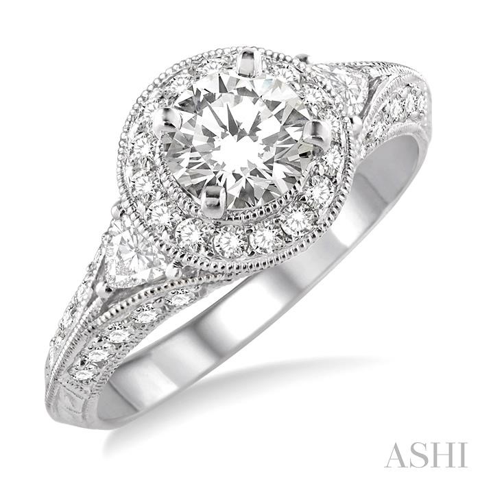 ROUND SHAPE SEMI-MOUNT HALO DIAMOND ENGAGEMENT RING