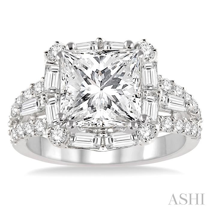 Princess Shape Semi-Mount Halo Diamond Engagement Ring-2