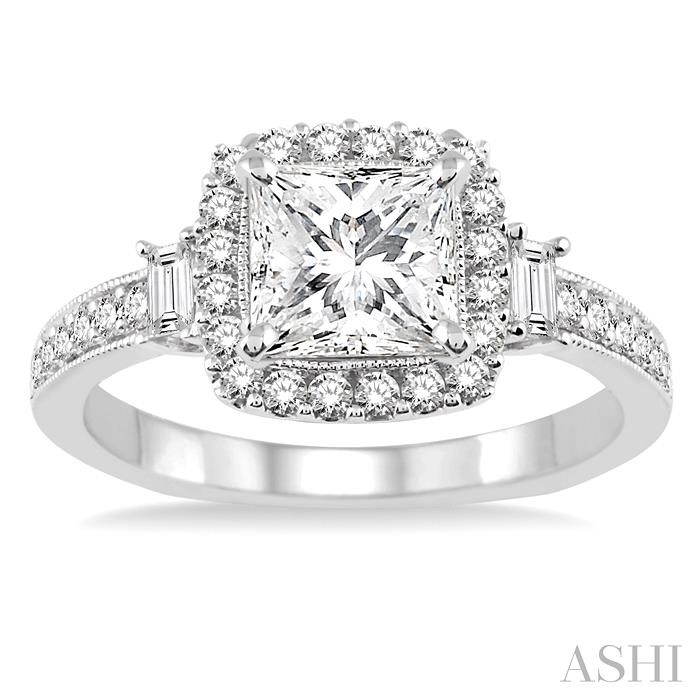 Princess Shape Halo Diamond Engagement Ring-2