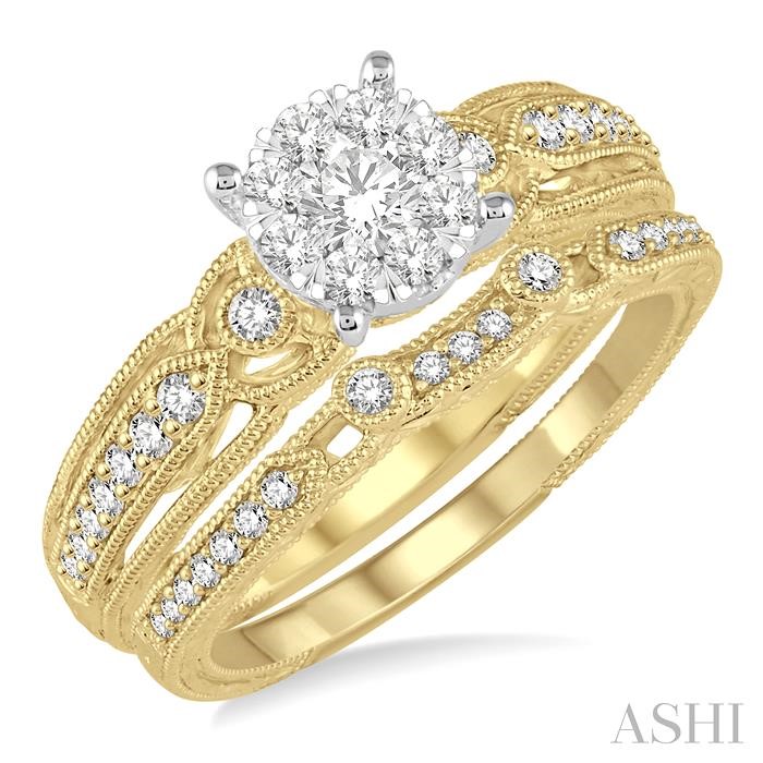 ROUND SHAPE LOVEBRIGHT DIAMOND WEDDING SET