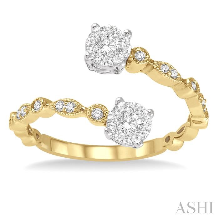 2 Stone Lovebright Diamond Fashion Open Ring-2