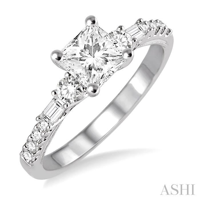 PRINCESS SHAPE SEMI-MOUNT DIAMOND ENGAGEMENT RING