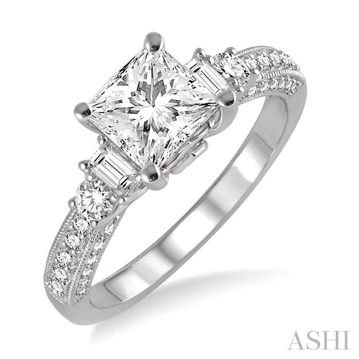 PRINCESS SHAPE SEMI-MOUNT DIAMOND ENGAGEMENT RING