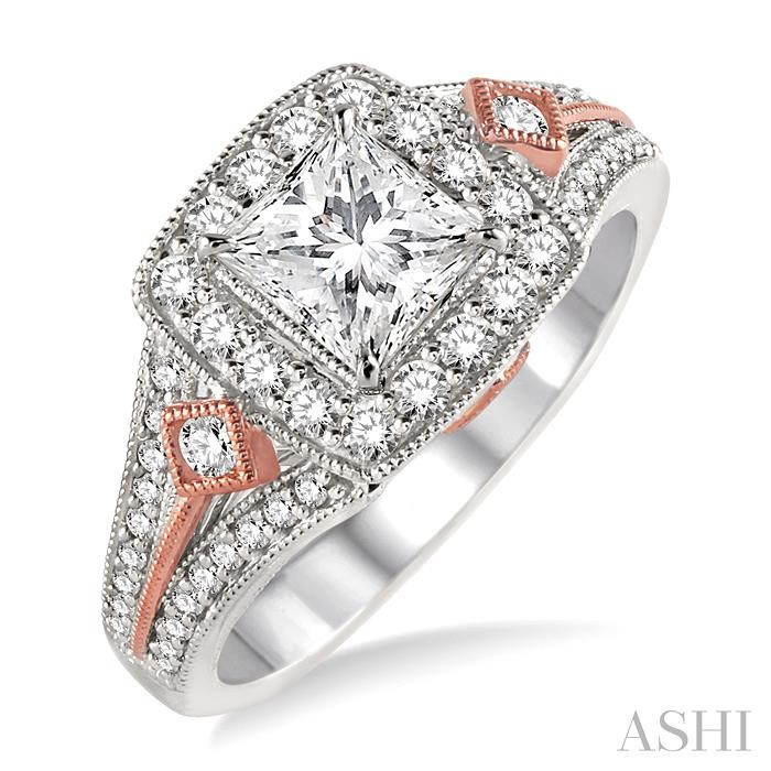 SEMI-MOUNT HALO DIAMOND ENGAGEMENT RING