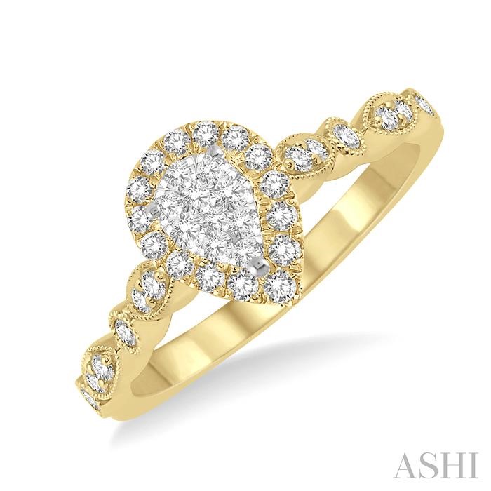 PEAR SHAPE HALO LOVEBRIGHT DIAMOND ENGAGEMENT RING