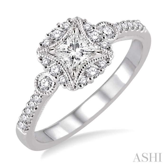 PRINCESS SHAPE SEMI-MOUNT DIAMOND ENGAGEMENT RING