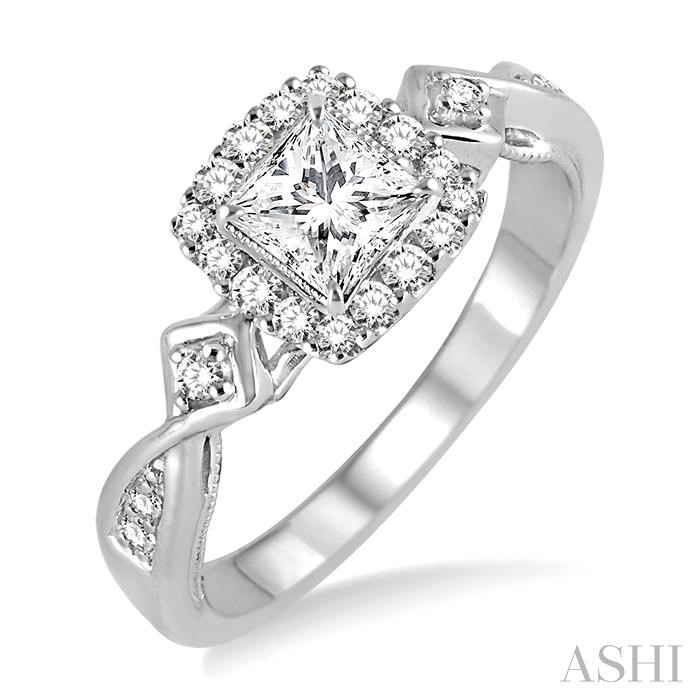 PRINCESS SHAPE HALO DIAMOND ENGAGEMENT RING