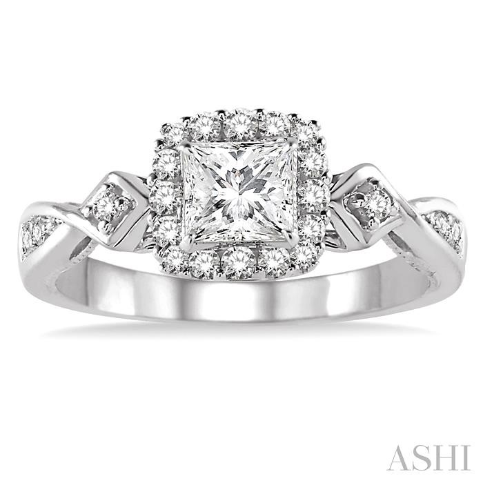 Princess Shape Halo Diamond Engagement Ring-2