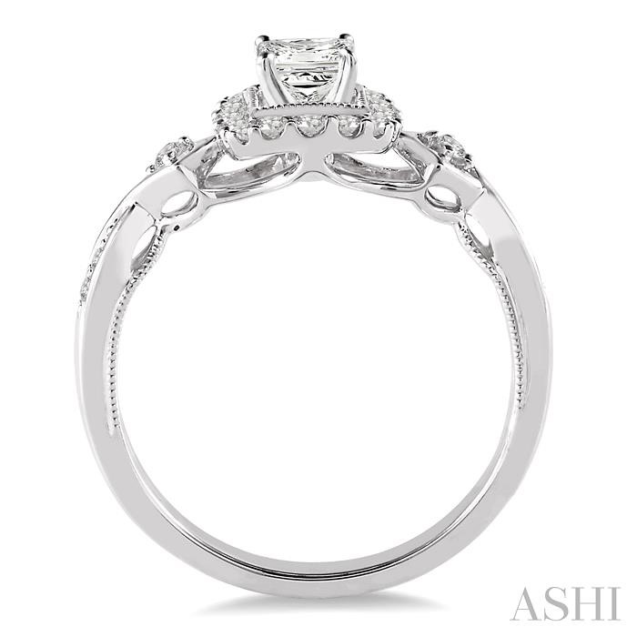 Princess Shape Halo Diamond Engagement Ring-3