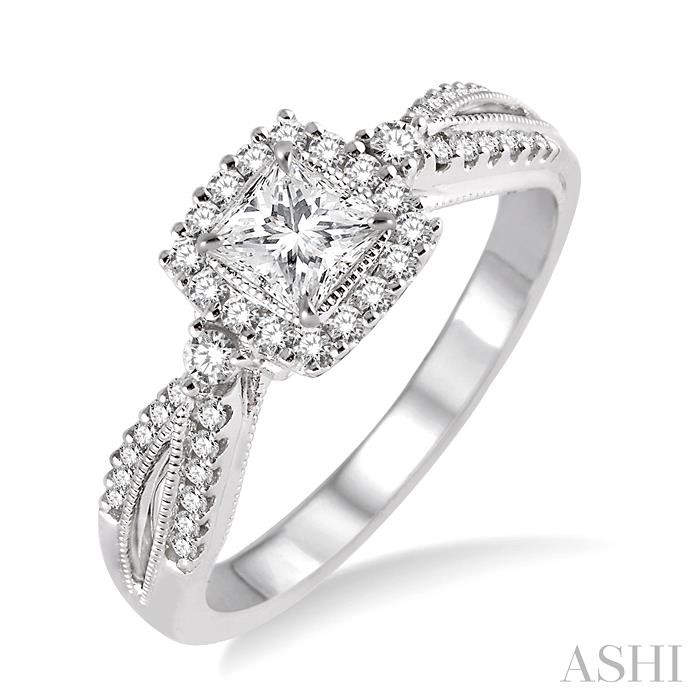 PRINCESS SHAPE HALO DIAMOND ENGAGEMENT RING