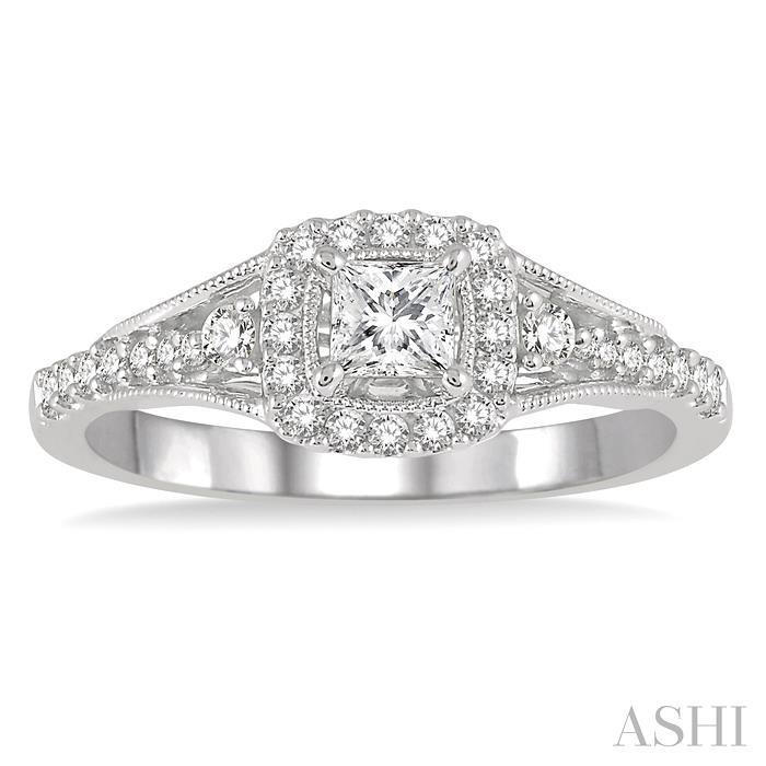 Princess Shape Halo Diamond Engagement Ring-2