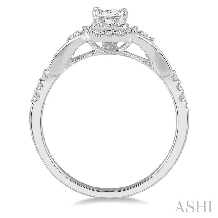 Princess Shape Halo Diamond Engagement Ring-3