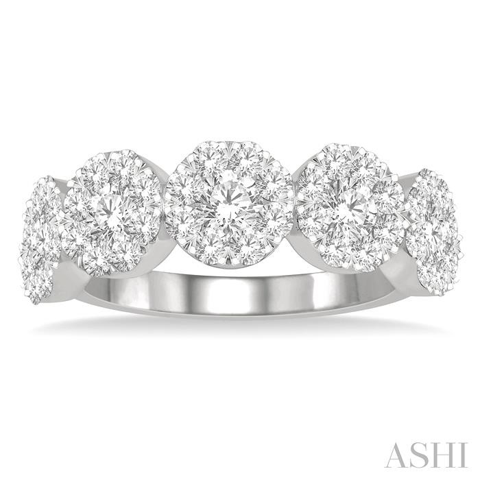 Round Shape 5 Stone Lovebright Essential Diamond Wedding Band-2