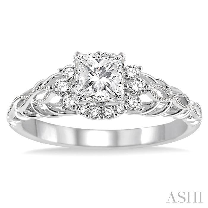 Princess Shape Halo Diamond Engagement Ring-2