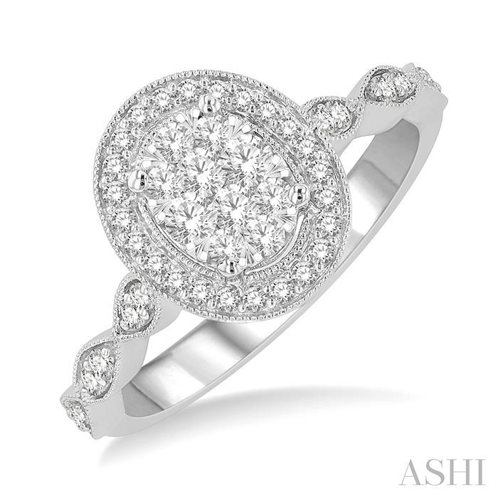 OVAL SHAPE LOVEBRIGHT DIAMOND ENGAGEMENT RING