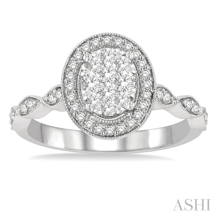 Oval Shape Halo Lovebright Diamond Engagement Ring-2