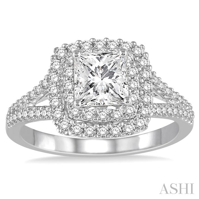 Princess Shape Halo Diamond Engagement Ring-2